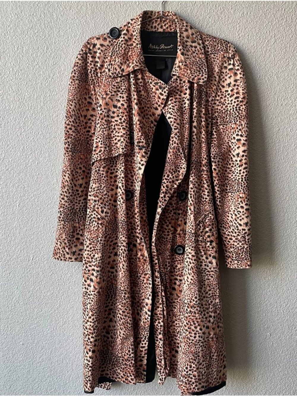 Ashley Stewart Trench Coat Women Plus Size 14/16 Cheetah Double Breast Pre-owned